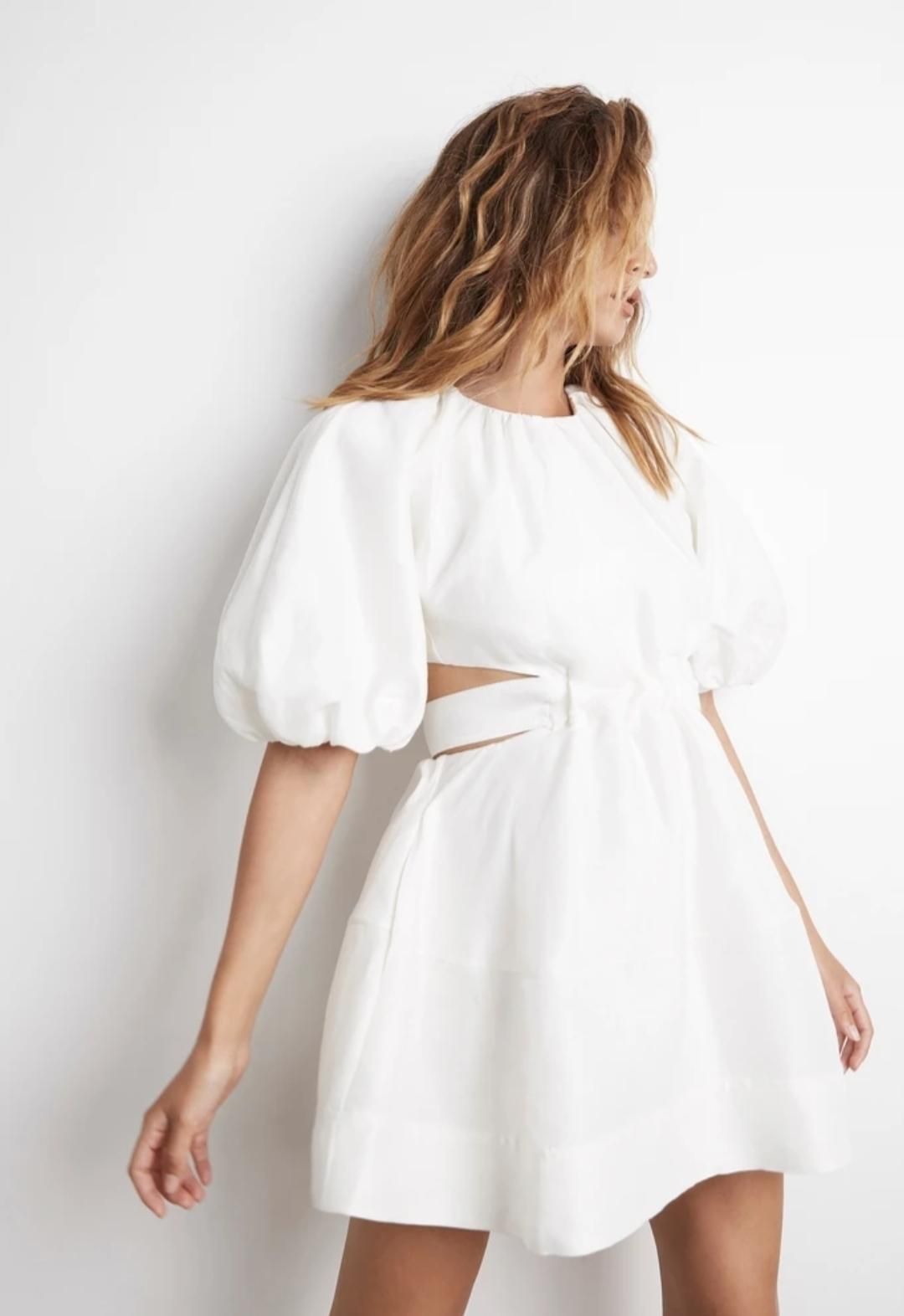 AJE Psychedelia Cut Out Mini Dress White Size 6 for rent on The Volte - main image