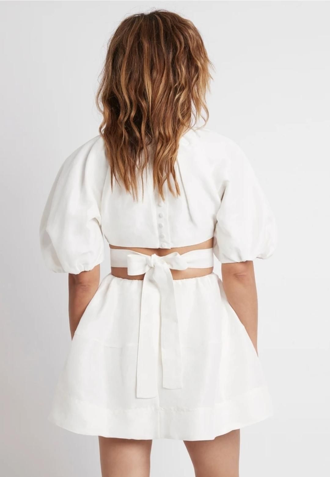 AJE Psychedelia Cut Out Mini Dress White Size 6 for rent on The Volte - main image