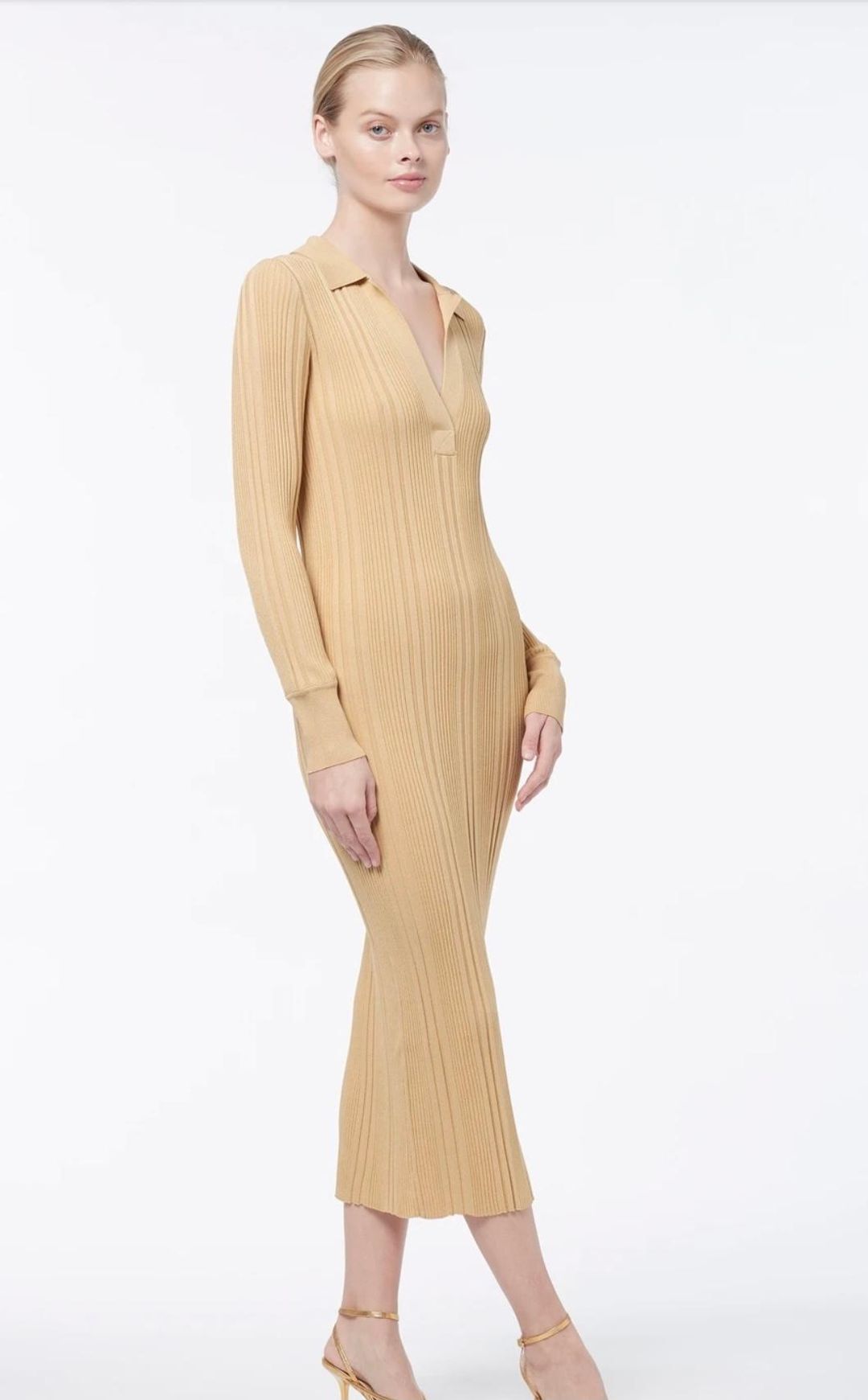 Manning Cartell  Long Sleeve Knit Midi Dress Yellow Size 4 for rent on The Volte - main image
