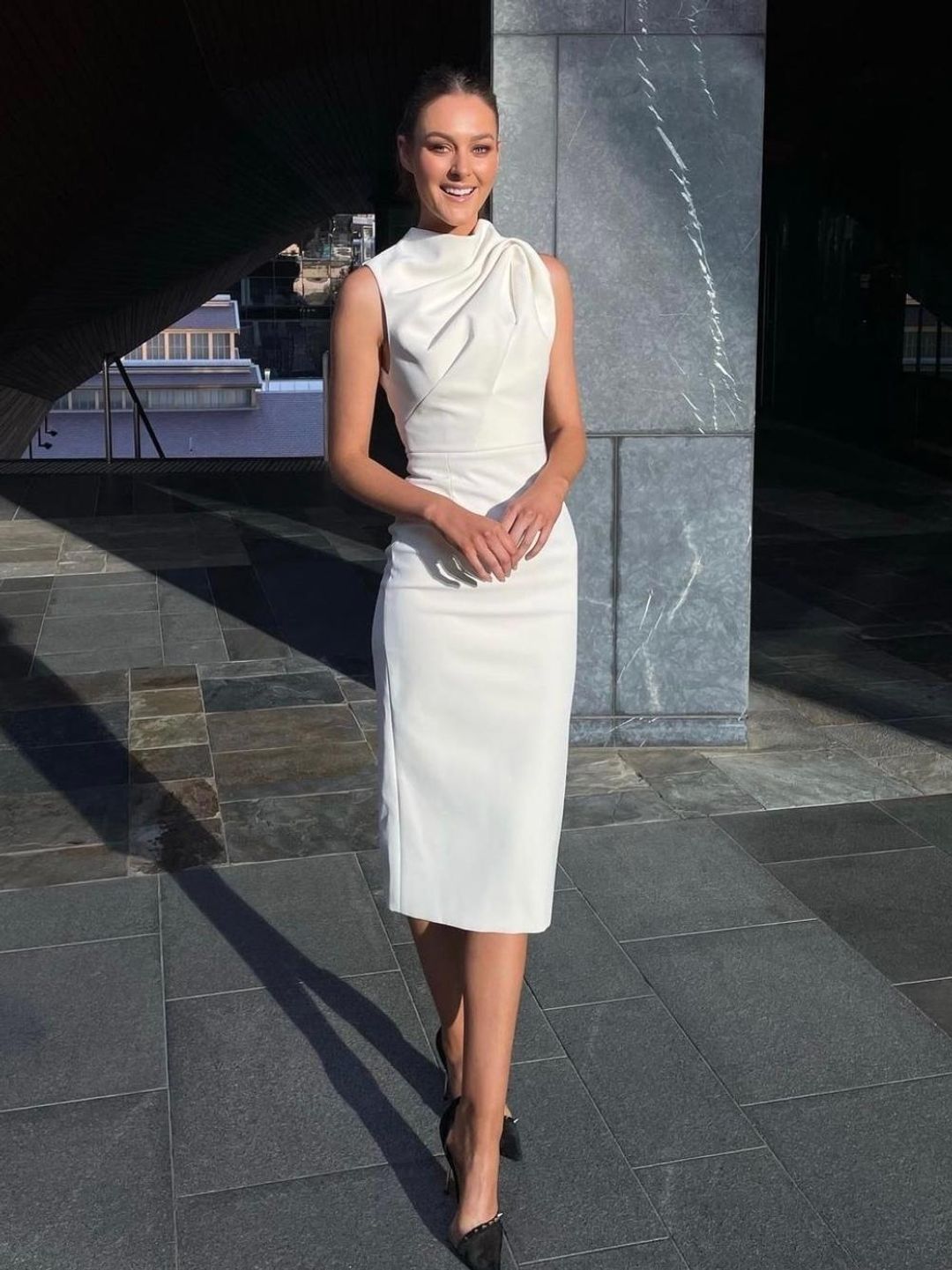 Mossman The Edge of Glory Midi Dress Ivory White Size 8 for rent on The Volte - main image