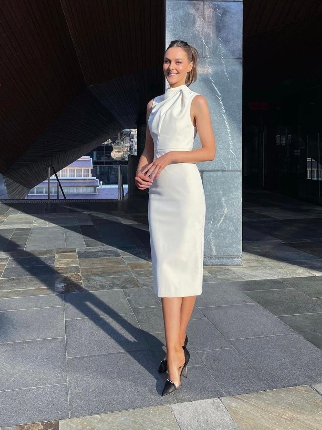 Mossman The Edge of Glory Midi Dress Ivory Size 10 for rent on The Volte - main image