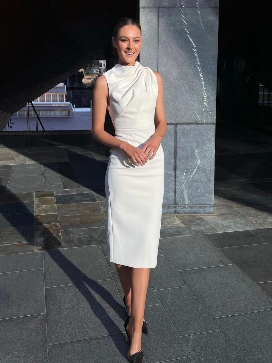 Mossman The Edge of Glory Midi Dress Ivory Size 10 for rent on The Volte - main image