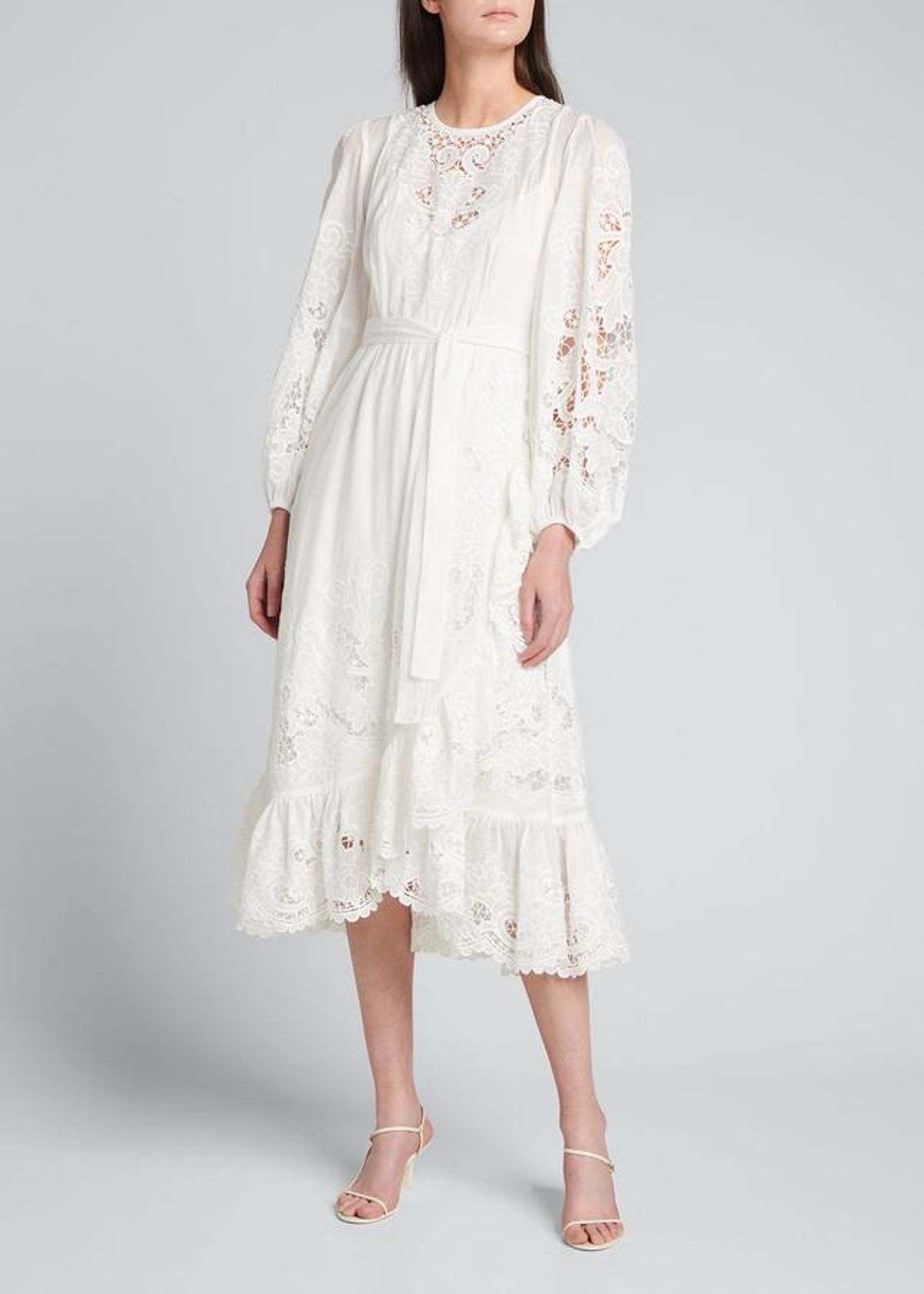 Zimmermann Lulu Scallop Midi Dress Ivory Size 8 - Image 1
