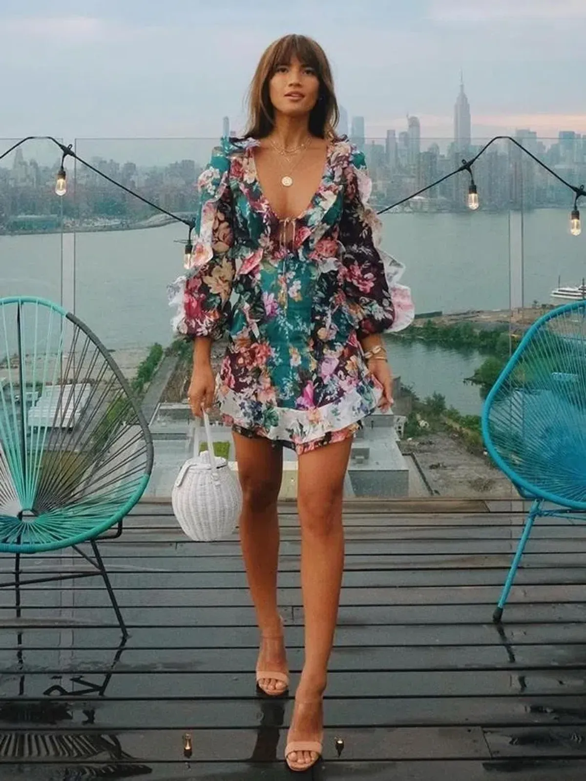 Zimmermann Allia Spliced Short Dress Floral Size 2/ Size 12 - Image 1