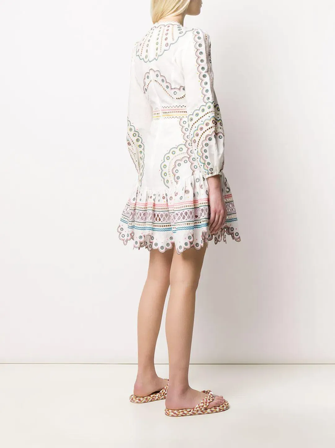 Zimmermann Peggy Embroidered Dress White Emroidered Size 12  for rent on The Volte - main image