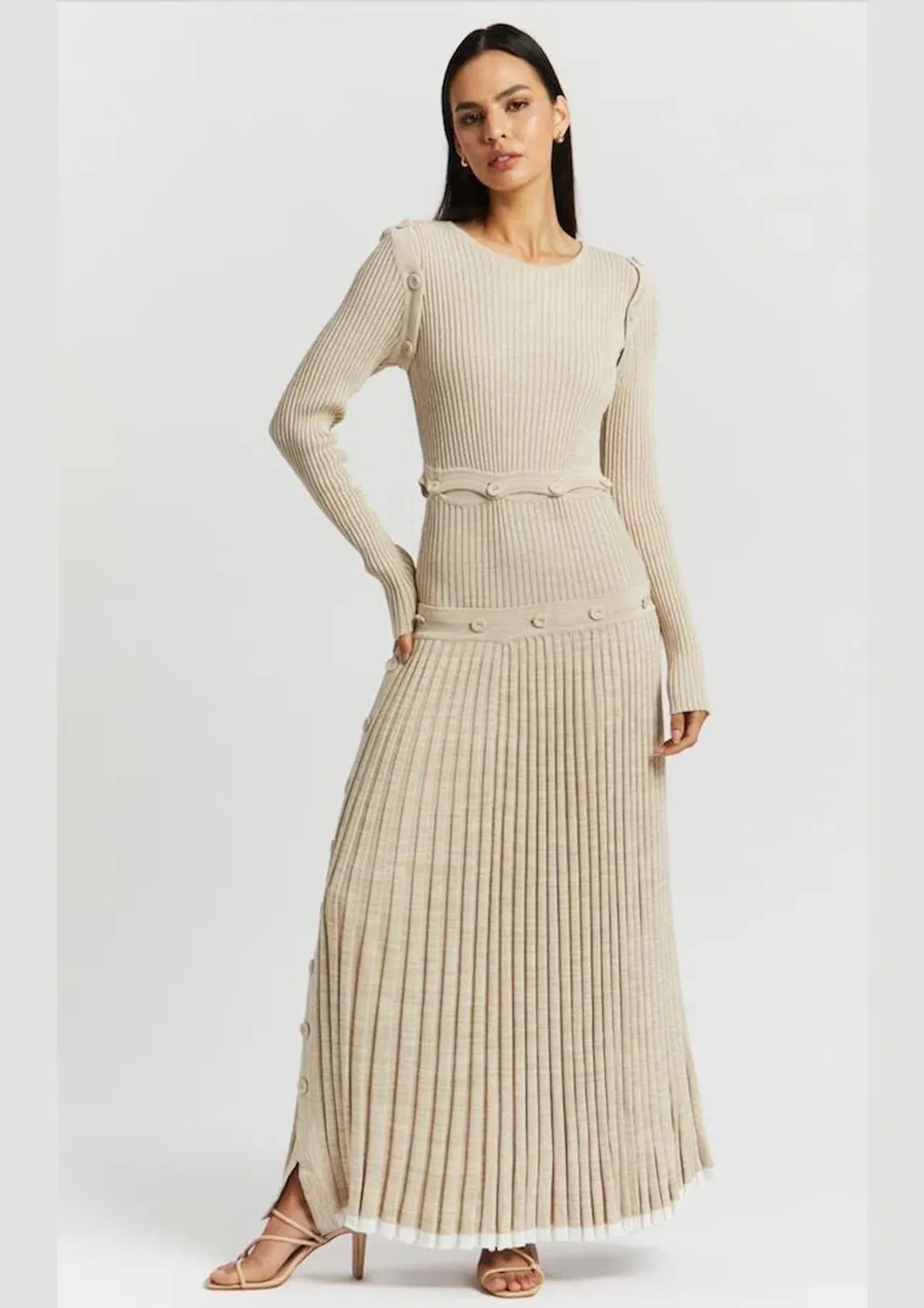 Christopher Esber Deconstruct Long Sleeve Knit Dress Cream Size 6 - Image 1