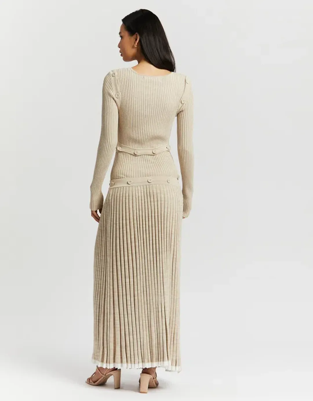 Christopher Esber Deconstruct Long Sleeve Knit Dress Cream Size 6 for rent on The Volte - main image