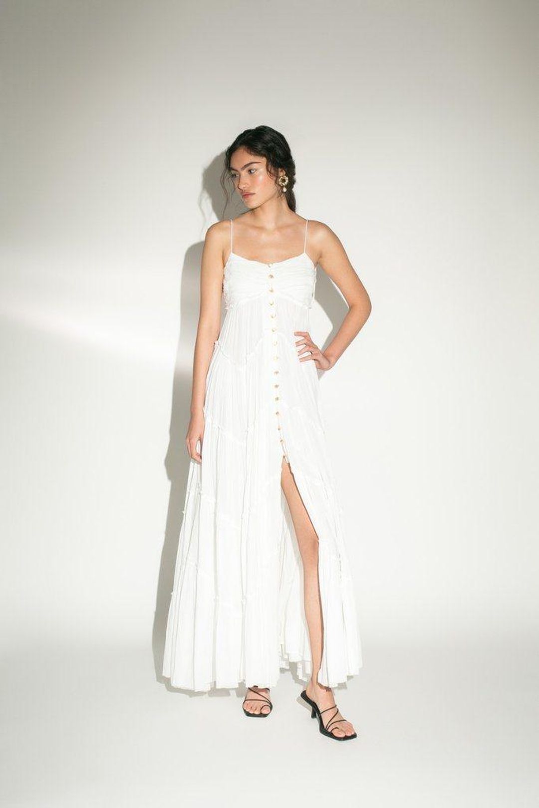 Aje Mimosa Tiered Maxi Dress White Size 8 for rent on The Volte - main image