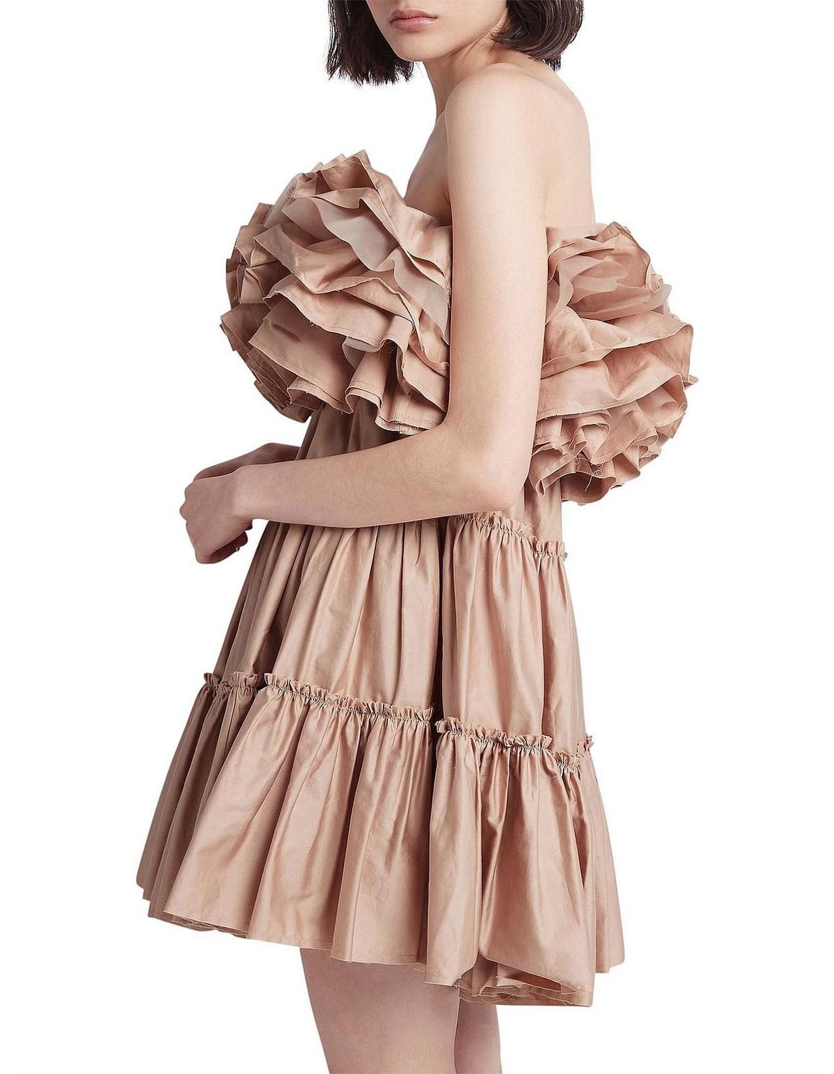 Aje Allure Tiered Mini Dress Brown Size 6 - Image 3