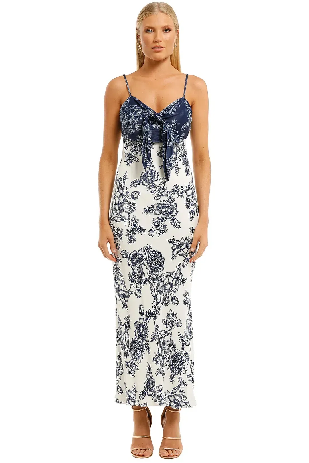 Shona Joy Arcadia Tie Front Bias Slip Dress Print Size 8 for rent on The Volte - main image