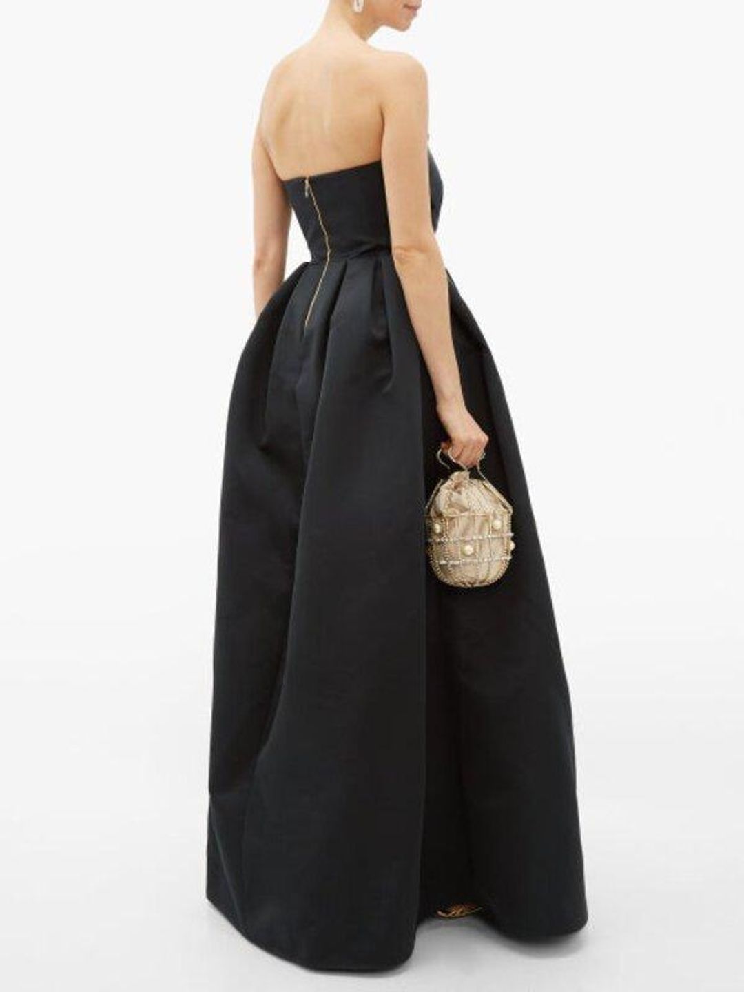 Rochas Bow Bodice Puffed Satin Gown Black Size 6 for rent on The Volte - main image