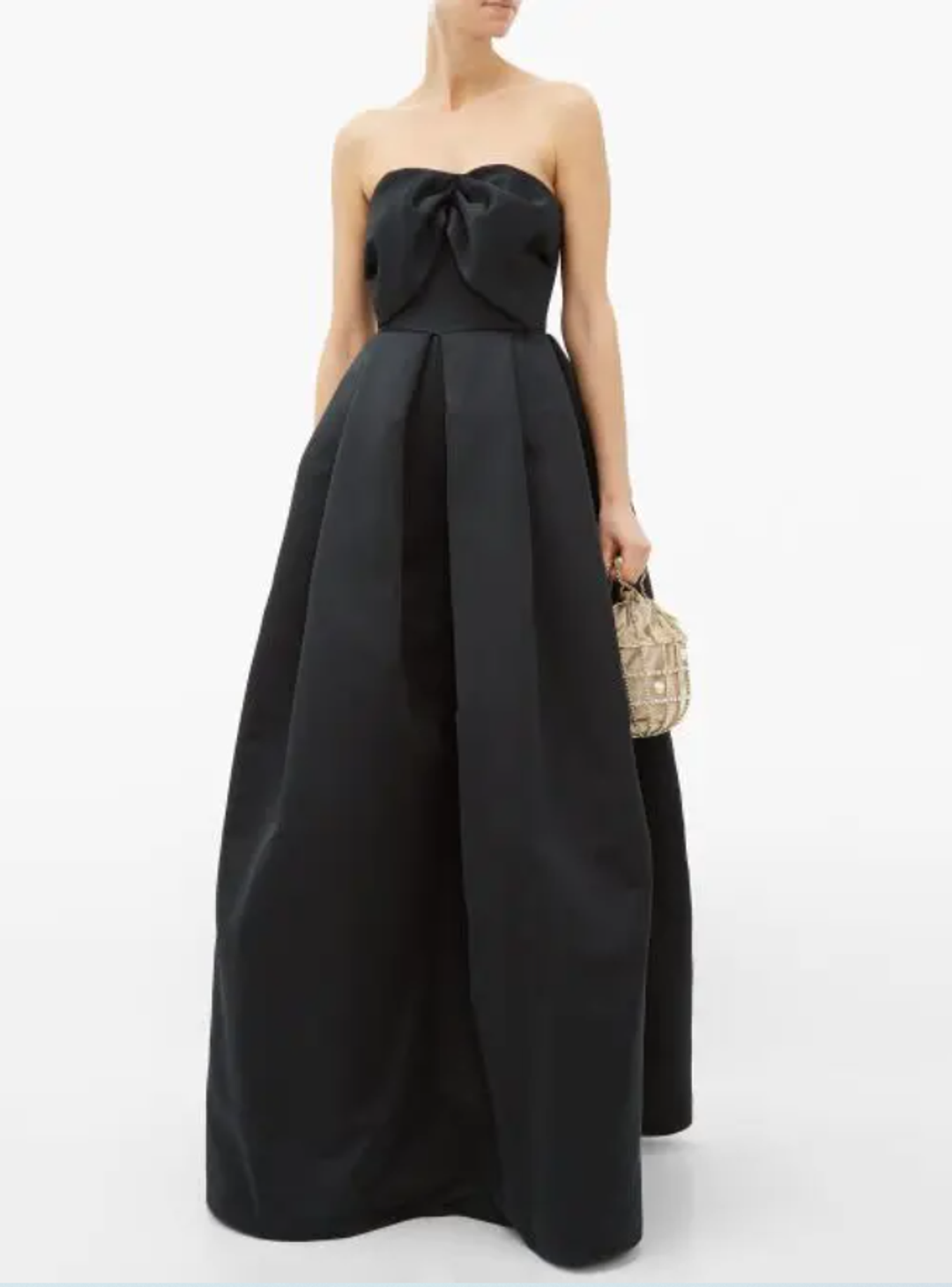 Rochas Bow Bodice Puffed Satin Gown Black Size 6 for rent on The Volte - main image