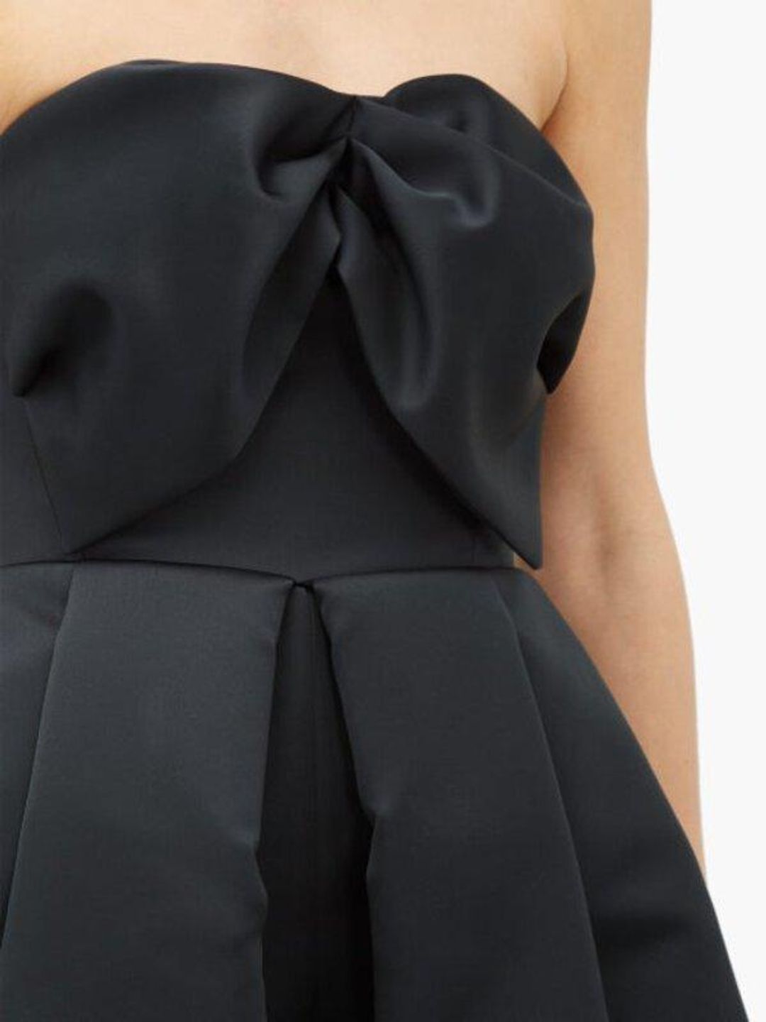 Rochas Bow Bodice Puffed Satin Gown Black Size 6 for rent on The Volte - main image