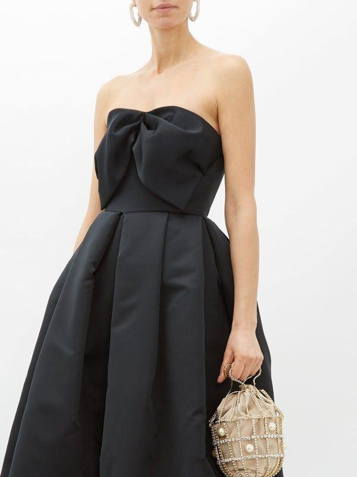 Rochas Bow Bodice Puffed Satin Gown Black Size 6 - Image 2