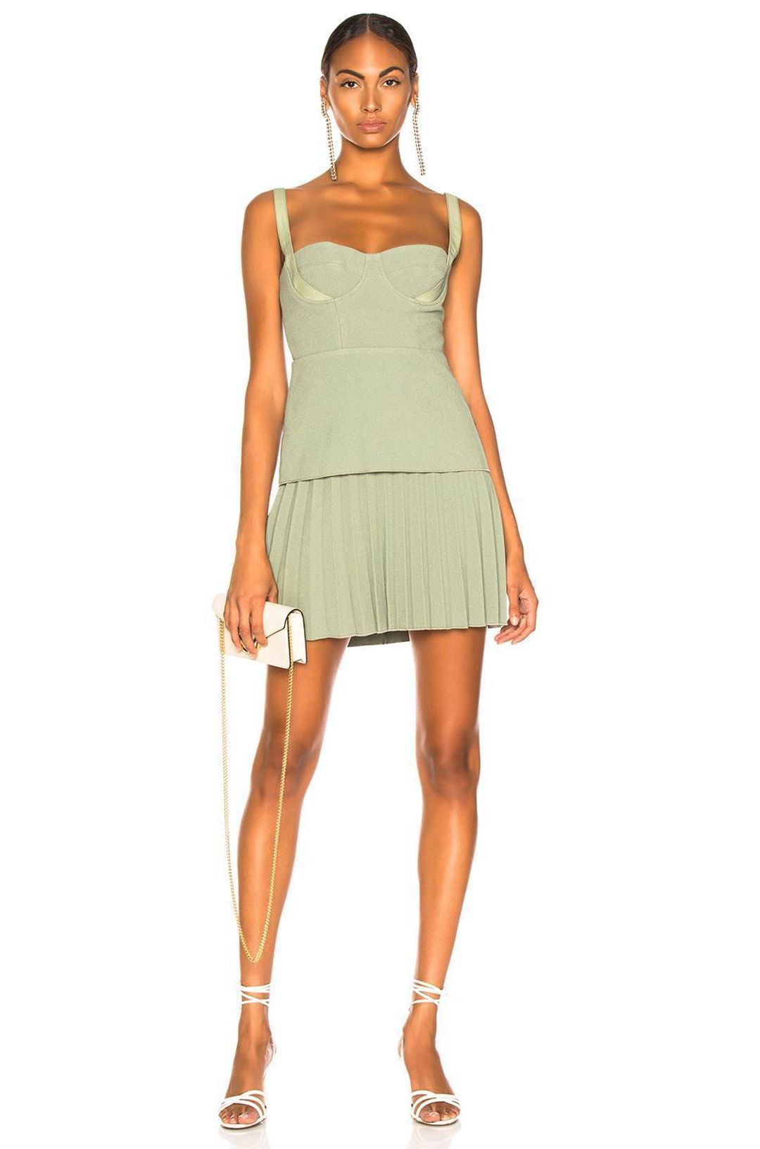Dion Lee Bustier Pleated Mini Dress Green Size 6 for rent on The Volte - main image