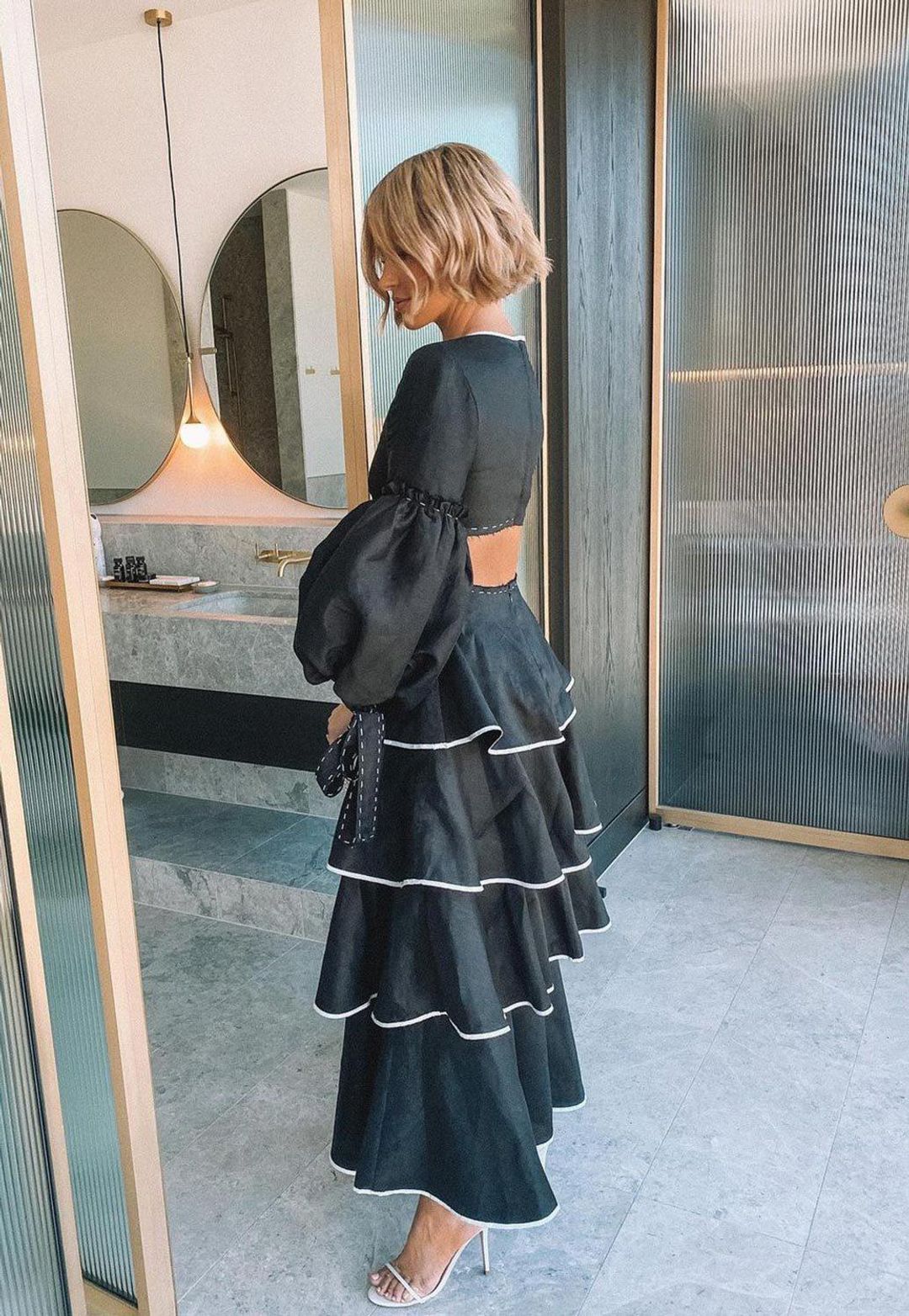 Aje Gracious Cut Out Dress Black Size 8 for rent on The Volte - main image