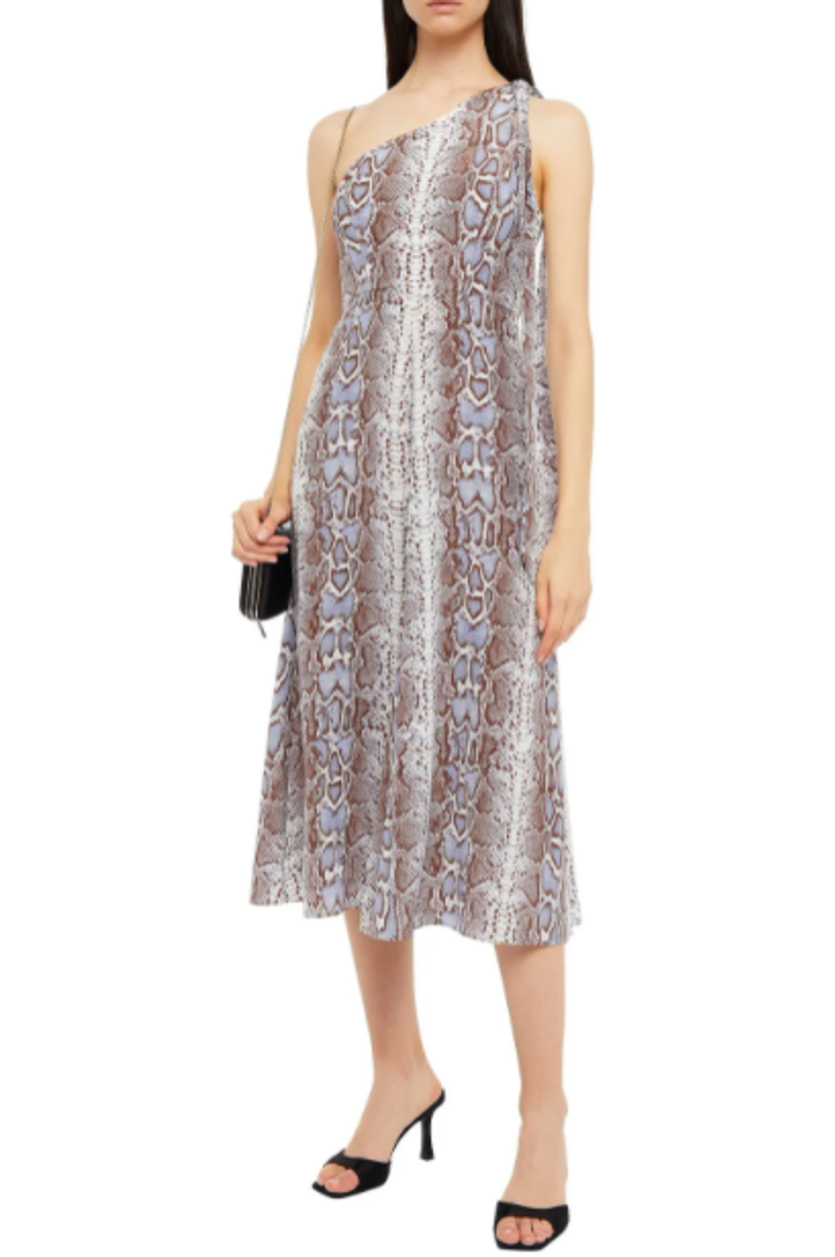 Zimmermann One Shoulder Snake Print Silk Crepe De Chine Midi Dress Print Size 6 - Image 5