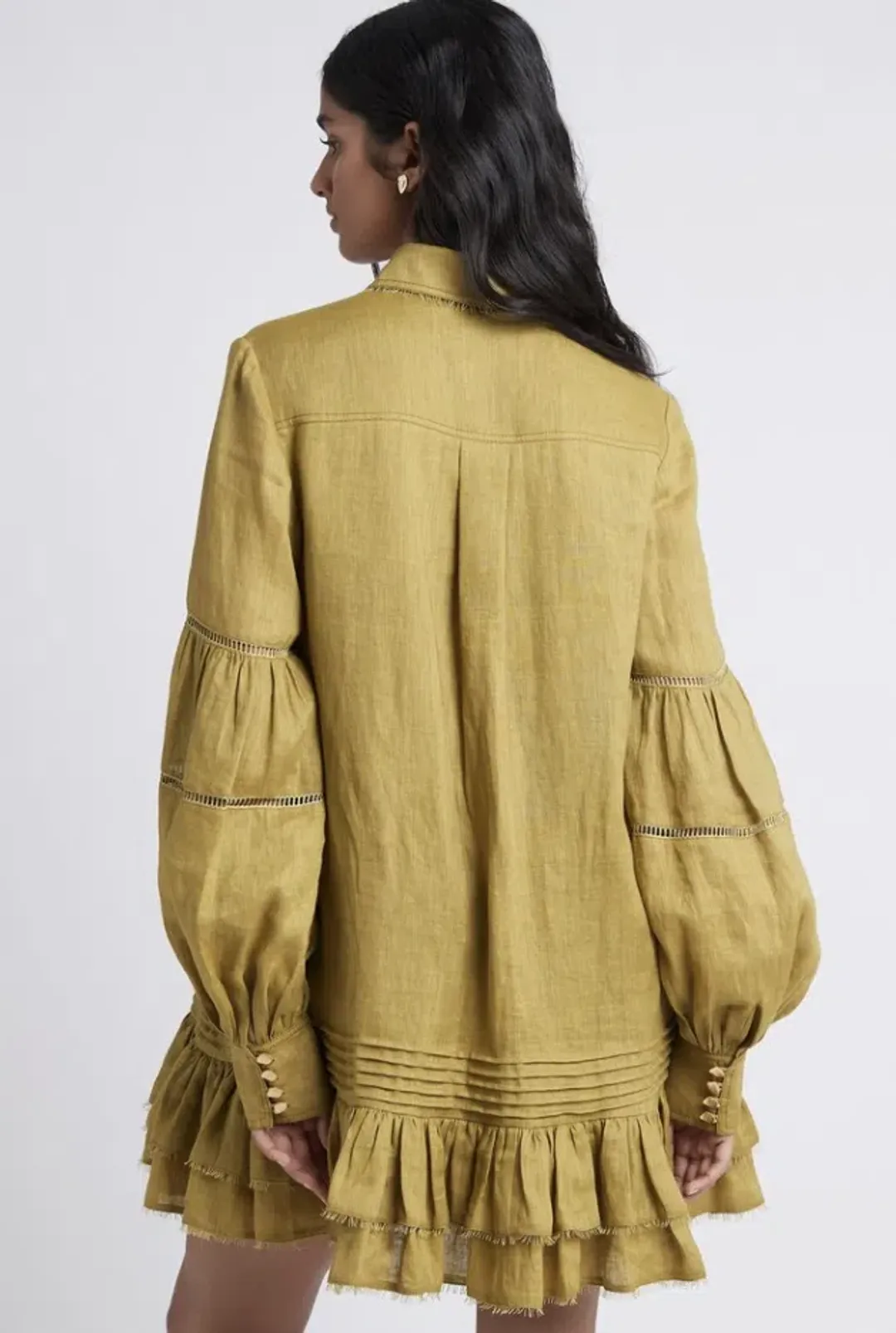 Aje Lotus Shirt Dress in Olive Green - Size 6 for rent on The Volte - main image