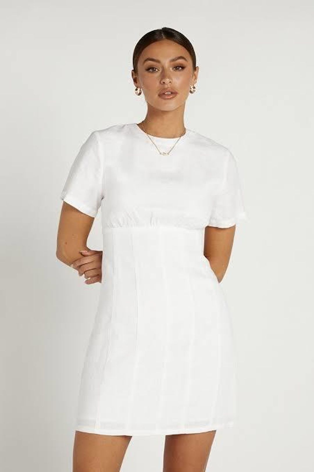 Dissh Nova Linen Mini Dress White Size 6 / XS for rent on The Volte - main image