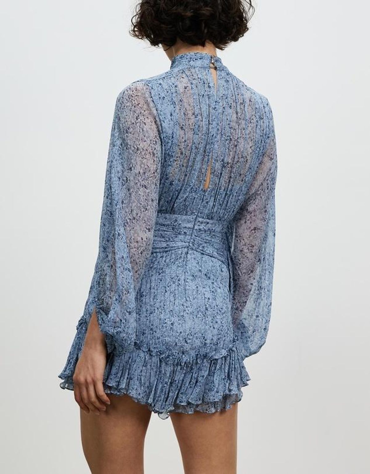 Shona Joy Harmony High Neck Ruched Mini Dress Blue Size 8 - Image 4