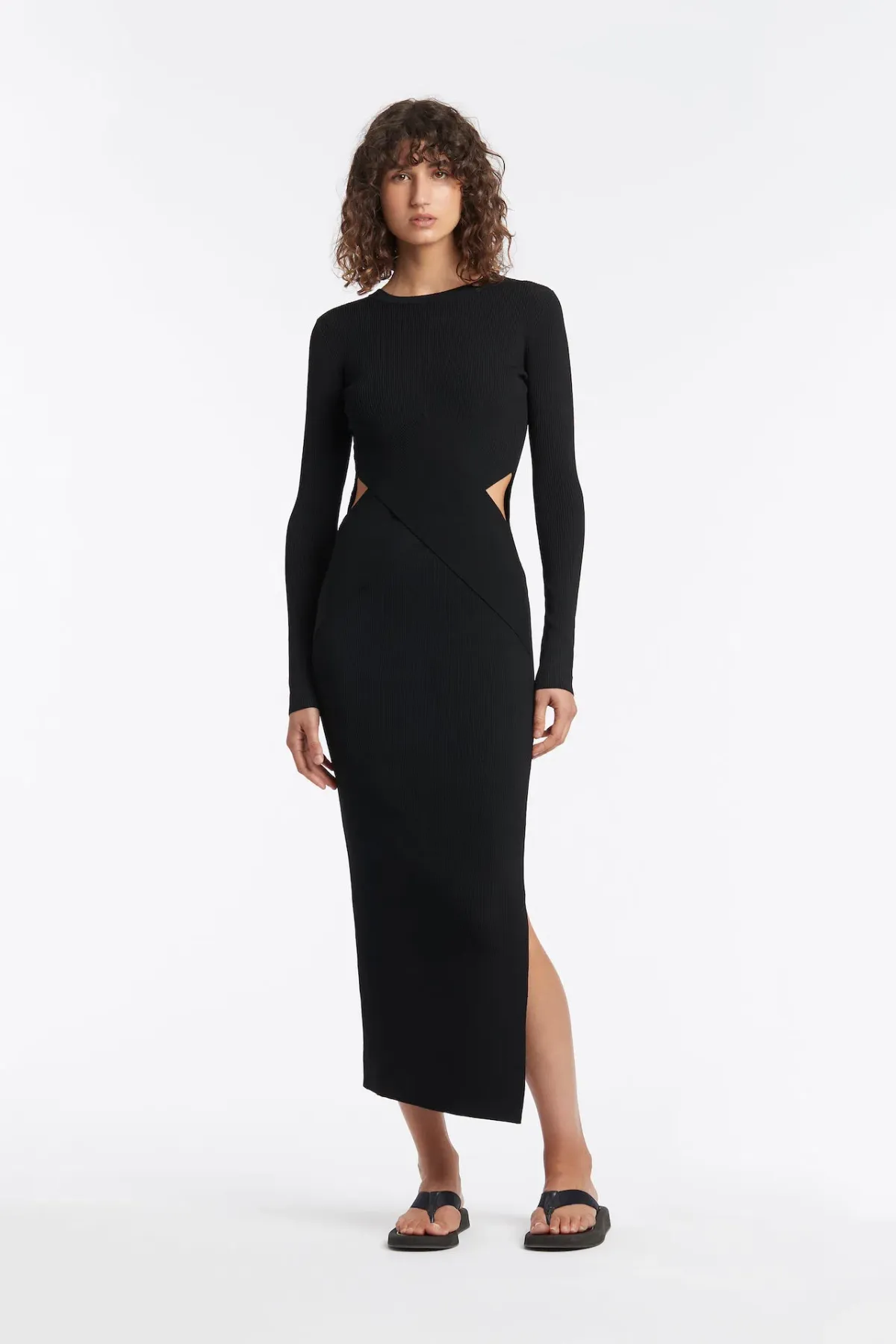 Sir The Label Celena Draped Midi Dress Black | AU 10 - Image 1