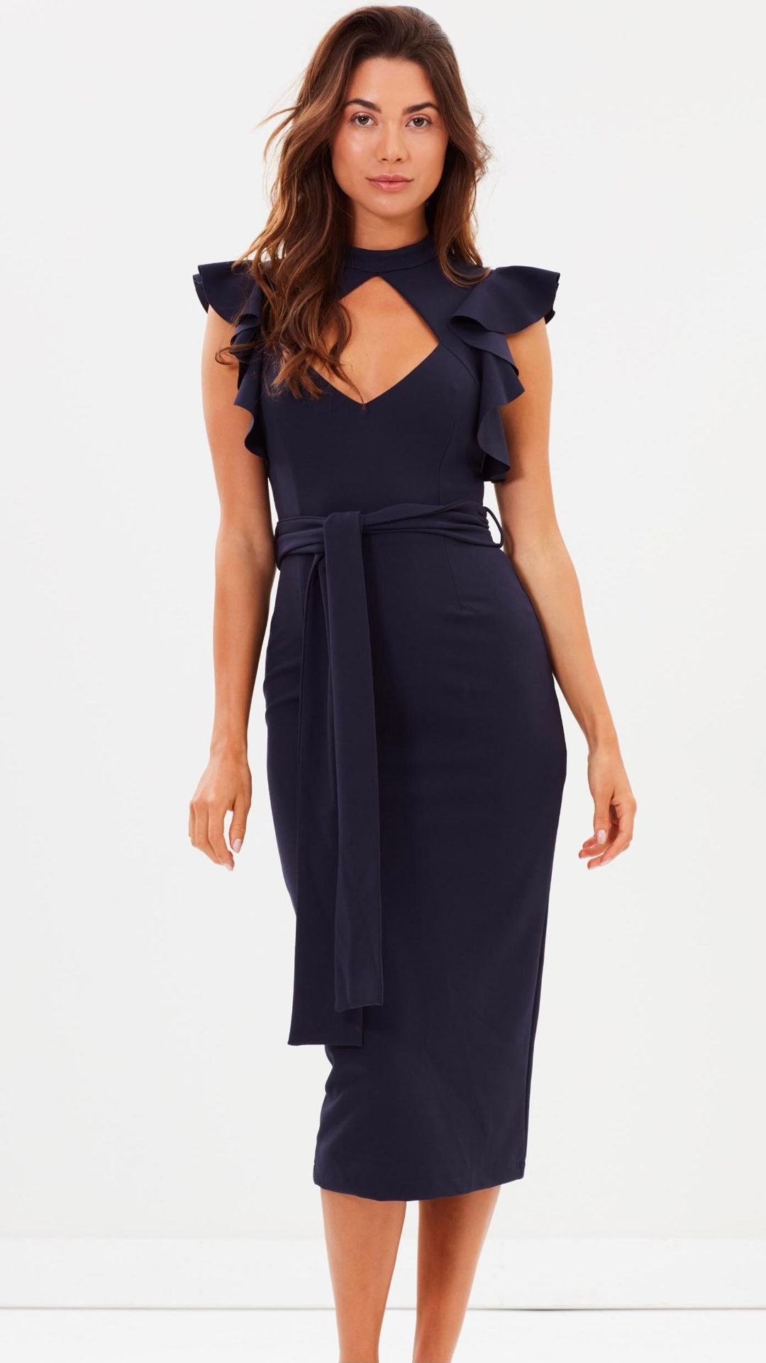 Pasduchas Pow Wow Midi Dress Navy Size 10  for rent on The Volte - main image