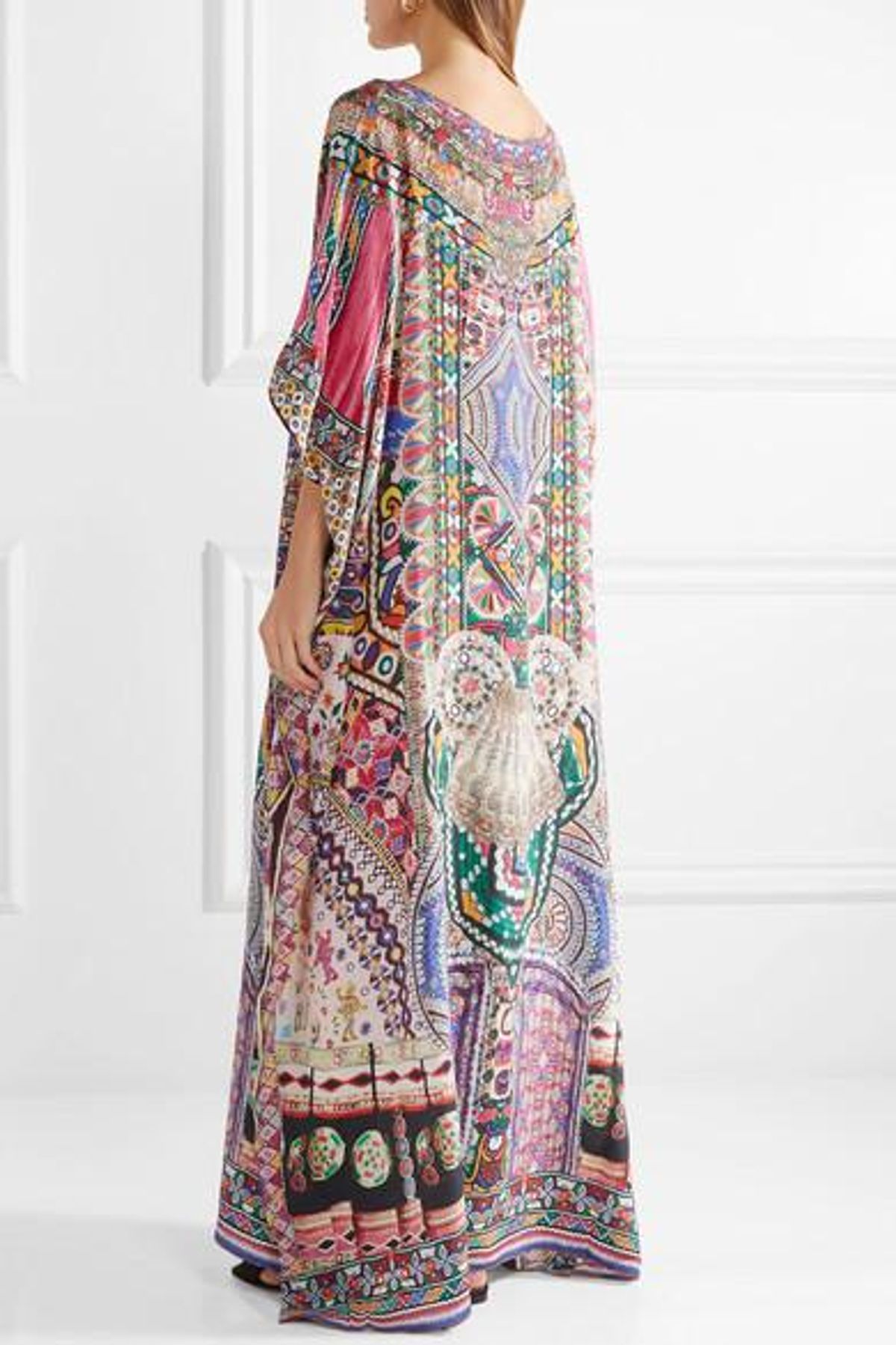 Camilla The Long Way Home Embellished Printed Silk Crepe De Chine Kaftan Size 14 - Image 3