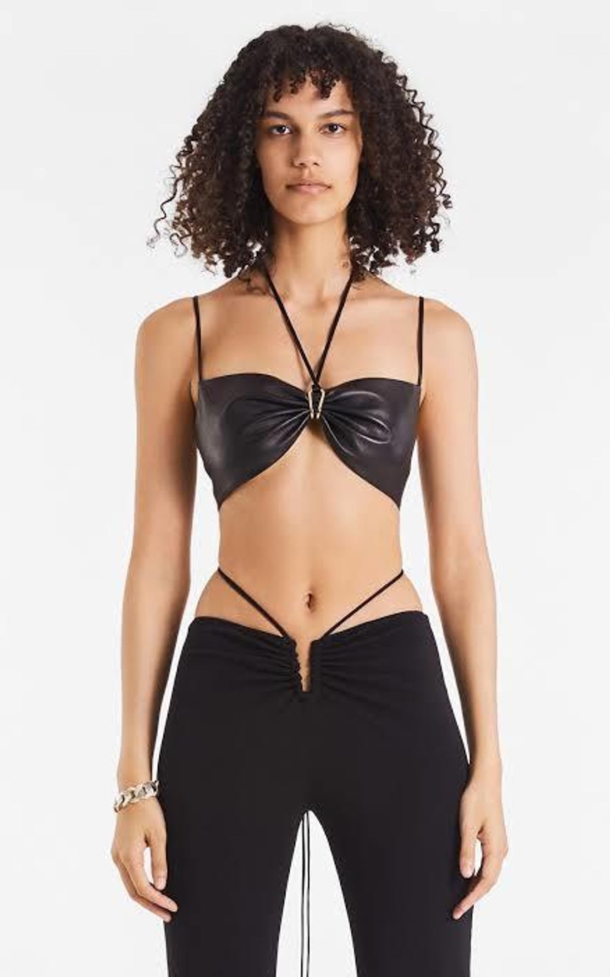 Dion Lee Leather Single Link Bra Black Size 8 - Image 1