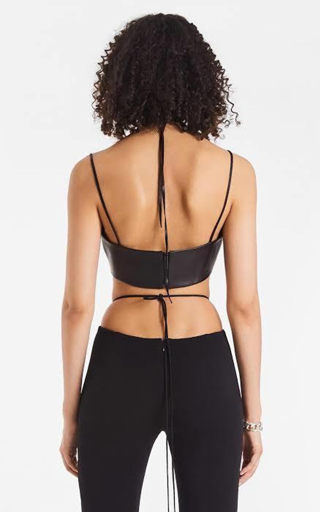 Dion Lee Leather Single Link Bra Black Size 8 for rent on The Volte - main image