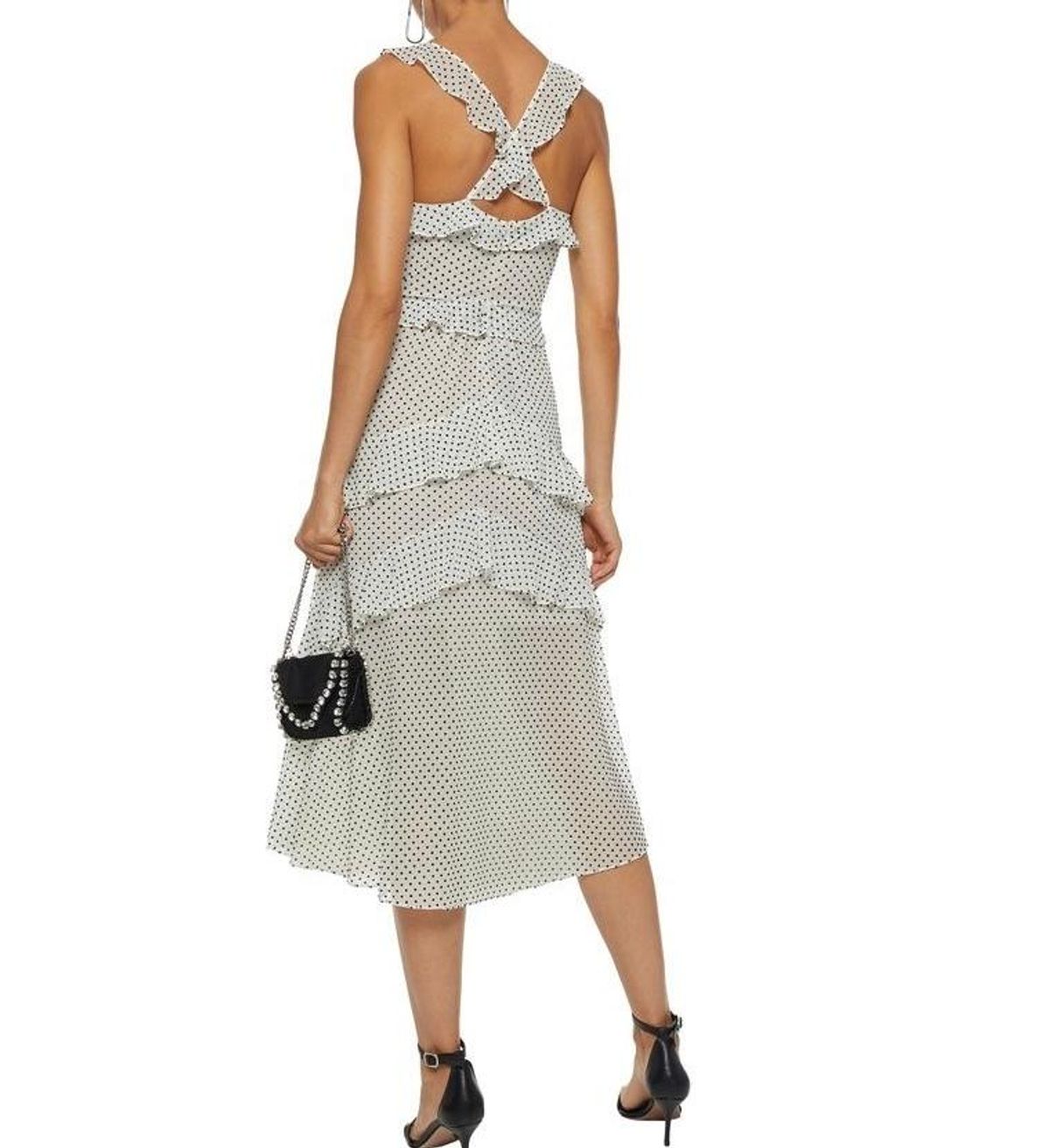 Marissa Webb Kenzie Ruffled Tulle White Dot Dress Size 10 - Image 2
