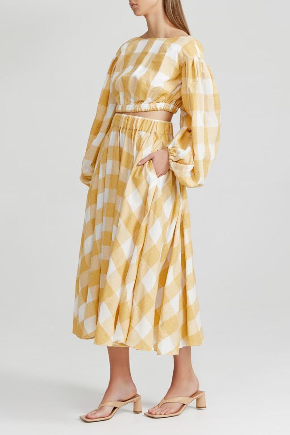 Acler Sutherland Top and Skirt Set Canary Check Size 12 - Image 2