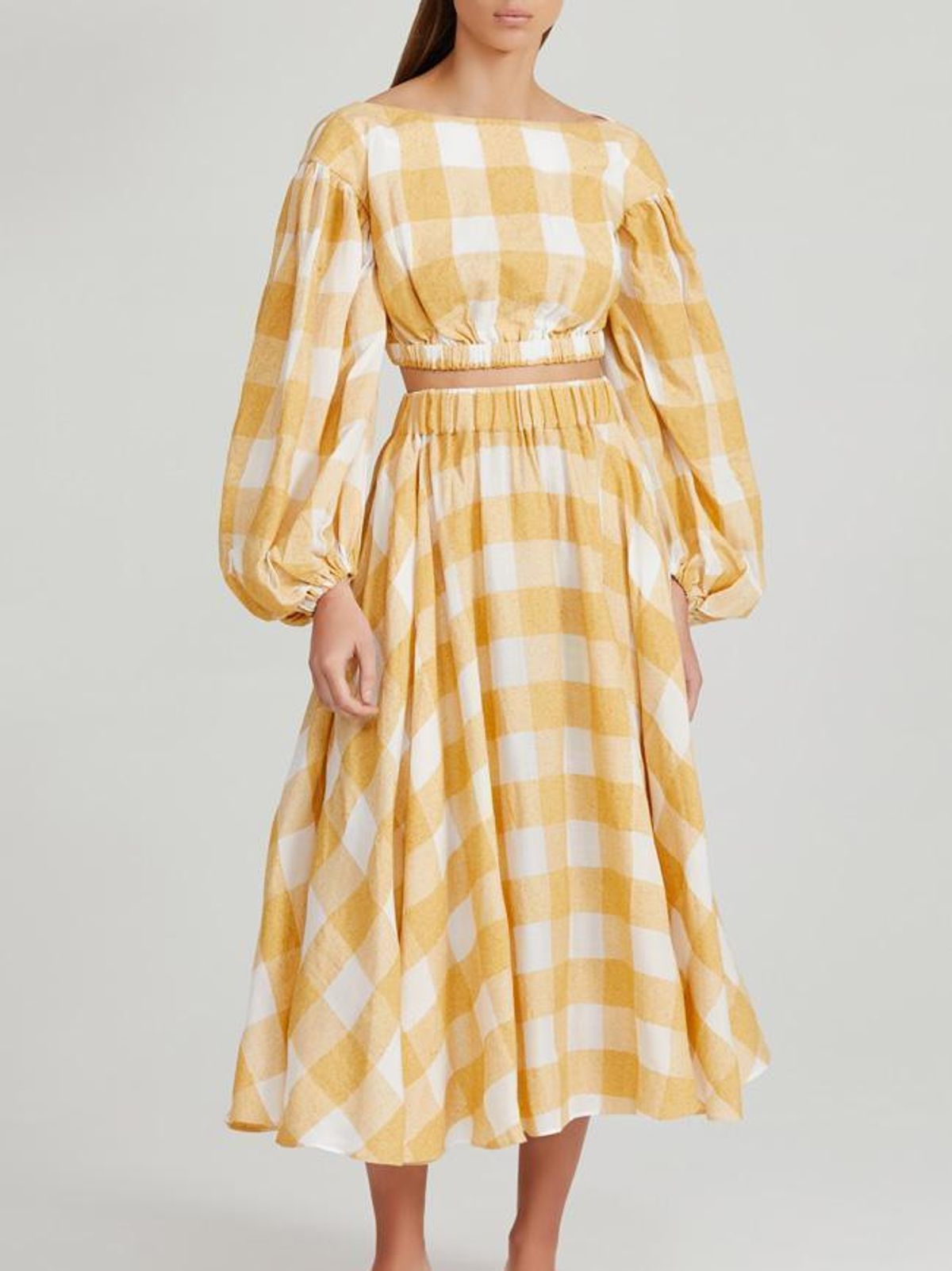 Acler Sutherland Top and Skirt Set Canary Check Size 12 - Image 5