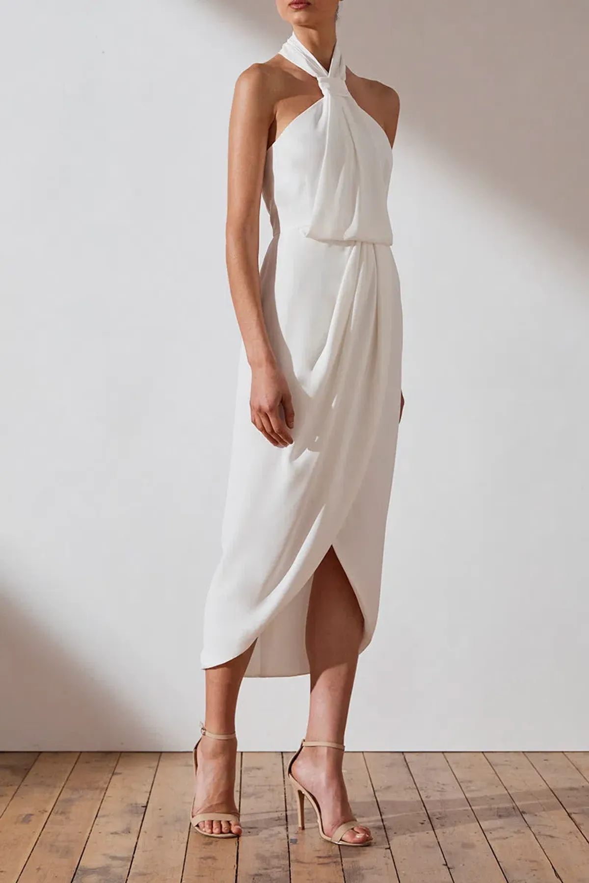Shona Joy Core Knot Draped Dress White Size 6 - Image 2
