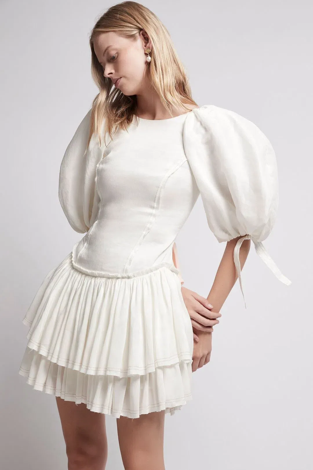 Aje Overture Laced Ballet Mini Dress White Size 8  for rent on The Volte - main image