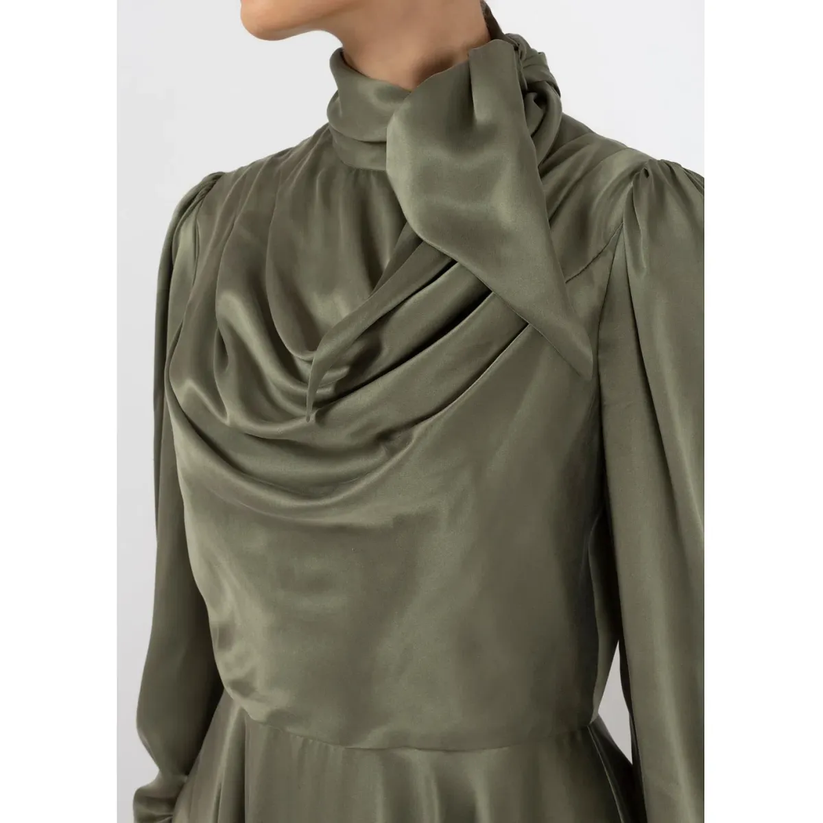 Zimmermann Scarf Swing Mini Dress Olive Green Size 0 / AU 8 - Image 2