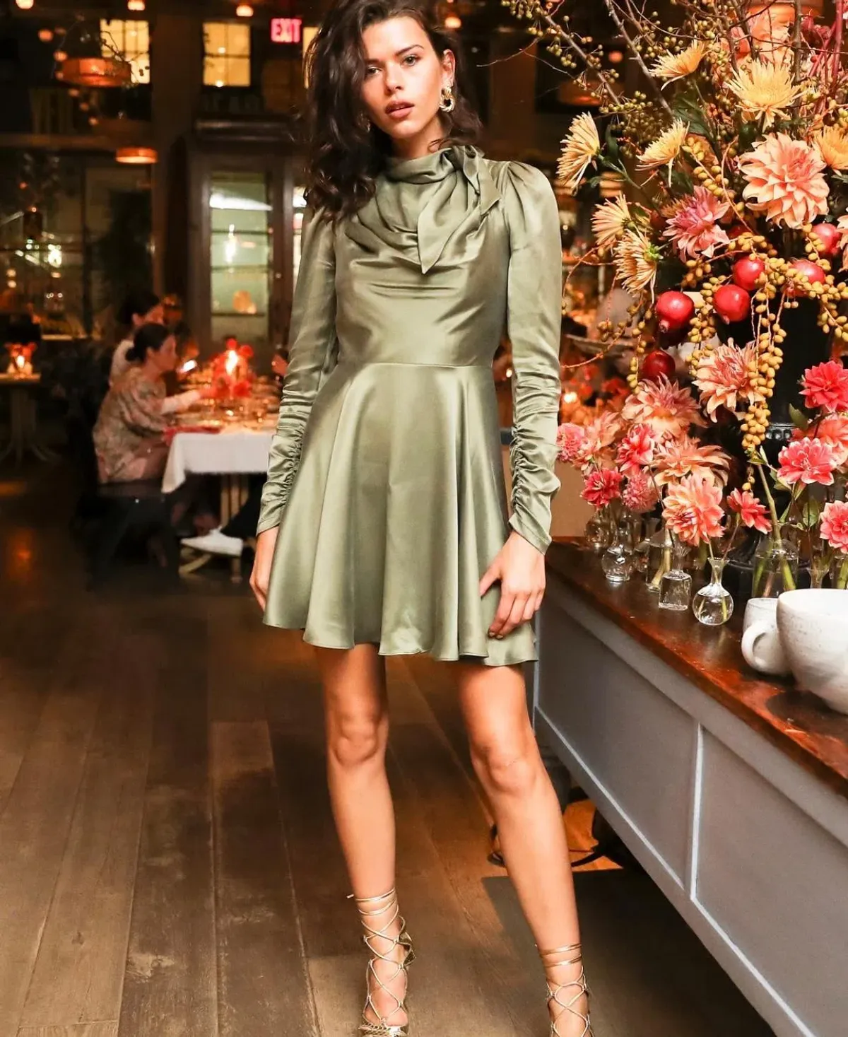 Zimmermann Scarf Swing Mini Dress Olive Green Size 0 / AU 8 - Image 3