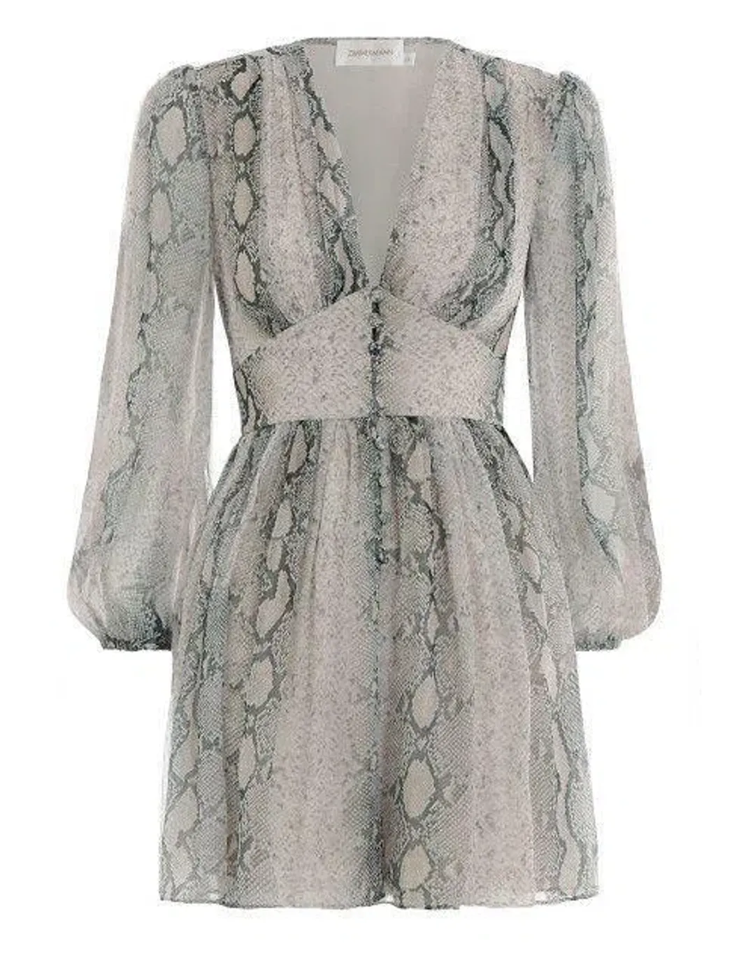 Zimmermann Corsage Fluted Playsuit Python Print Size 0P / AU 6 for rent on The Volte - main image