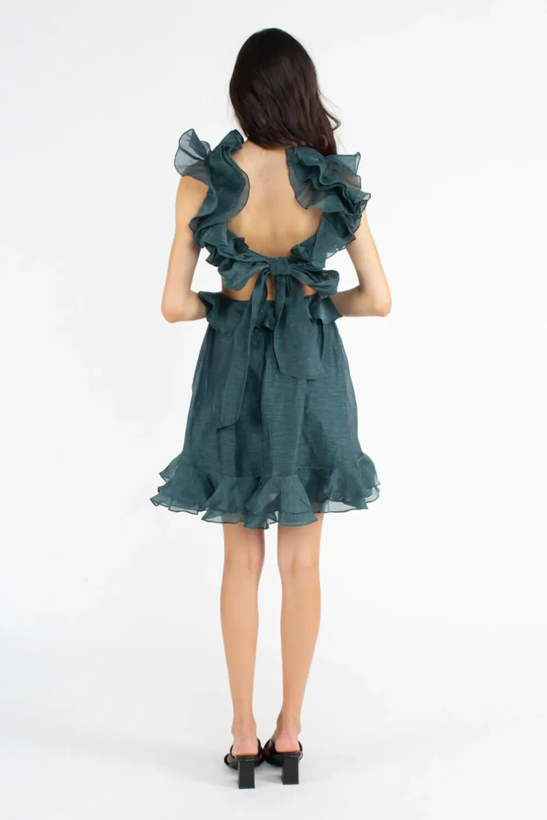 Zimmermann Ladybeetle Ruffle Mini Dress Green Size 0P / Au 6 for rent on The Volte - main image