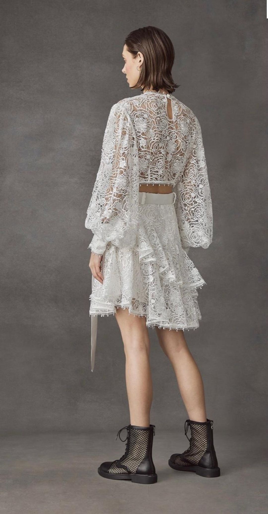 Leo Lin Immaculate Lace Crop Top White Size 8 for rent on The Volte - main image