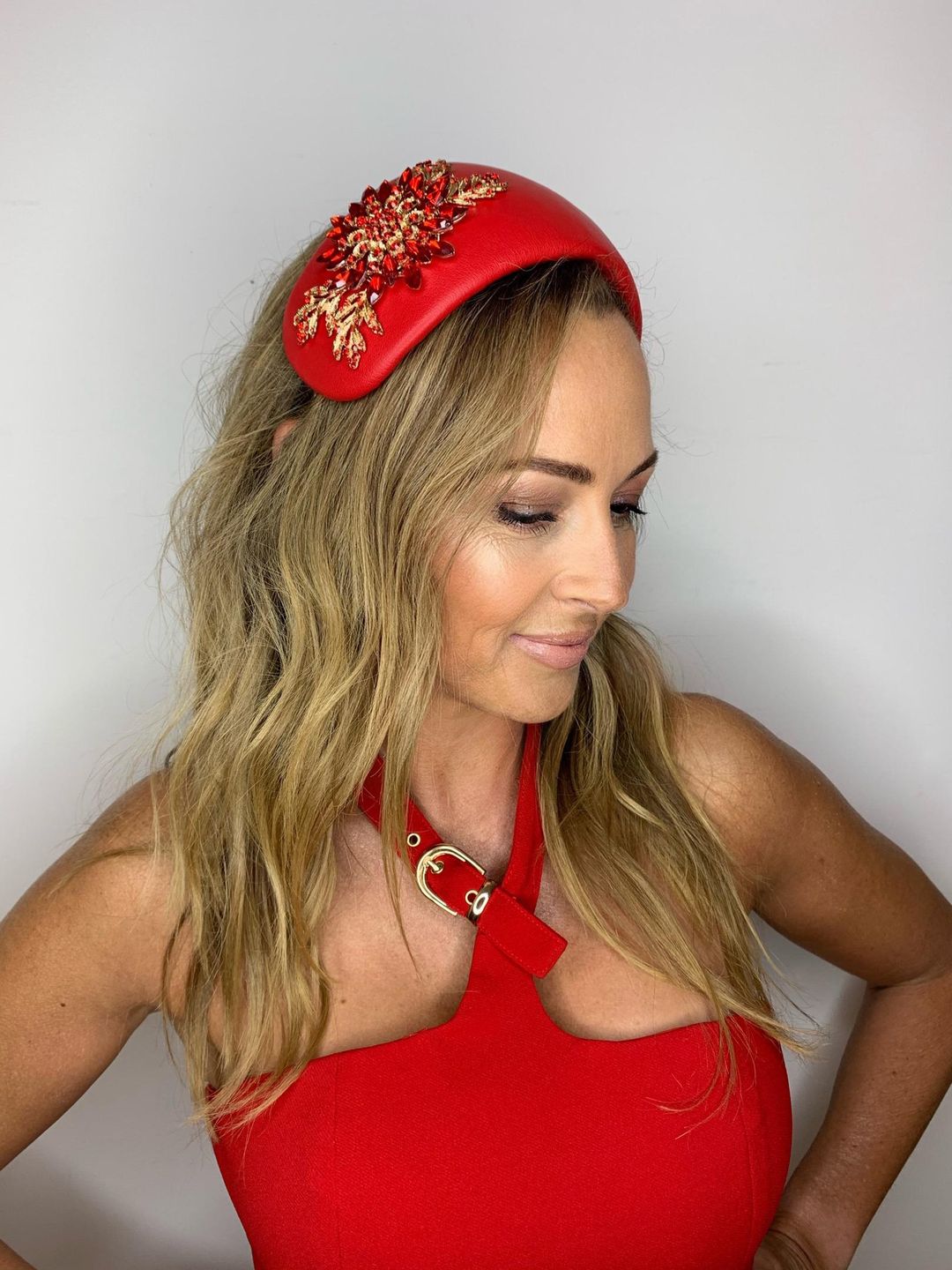 Halo & Rose Duchess bandeau headband red  for rent on The Volte - main image