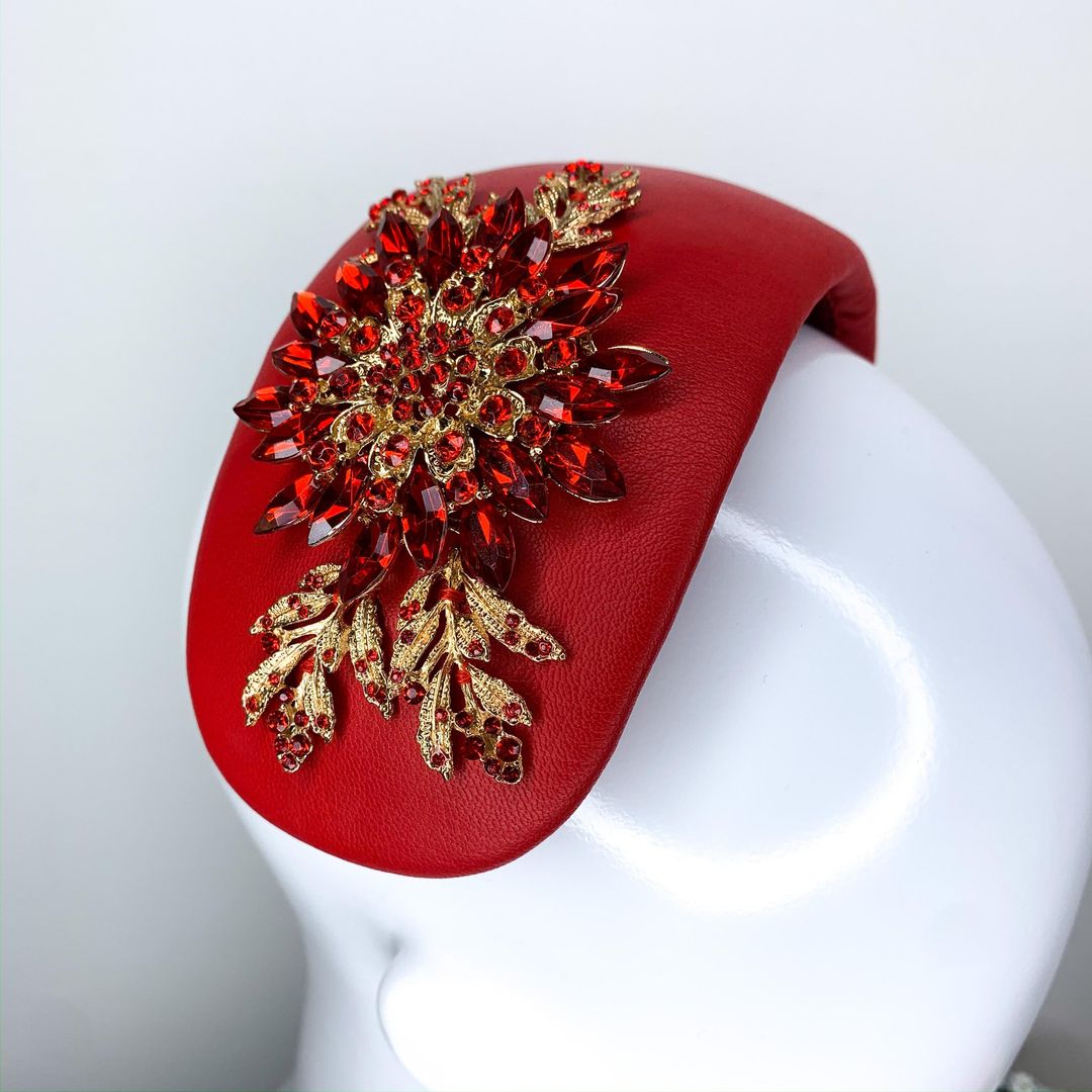 Halo & Rose Duchess bandeau headband red  for rent on The Volte - main image