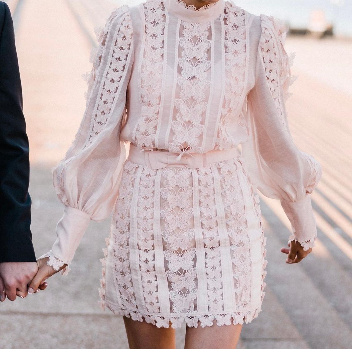 Zimmermann Super Eight Flutter Mini Skirt Size 0P & Shirt Size 0 Set Blush - Image 2