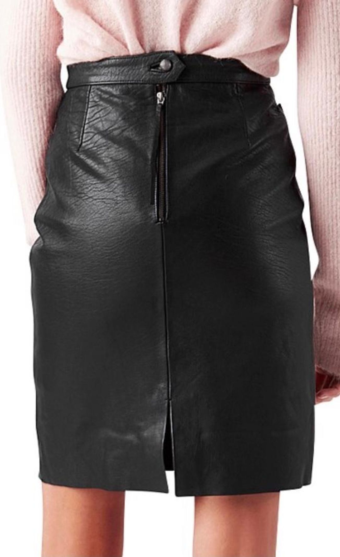 Aje Martin Leather Pencil Skirt  Black Size 6 for rent on The Volte - main image