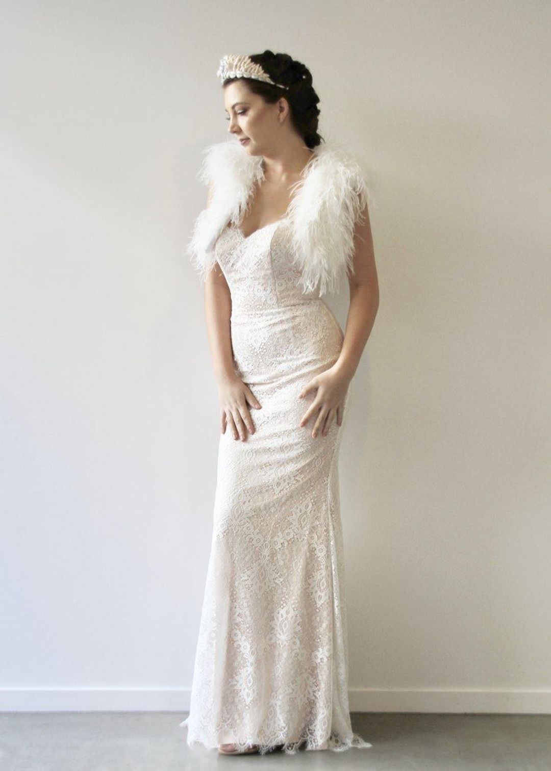 When Freddie Met Lilly Ostrich Shrug Off White One Size for rent on The Volte - main image