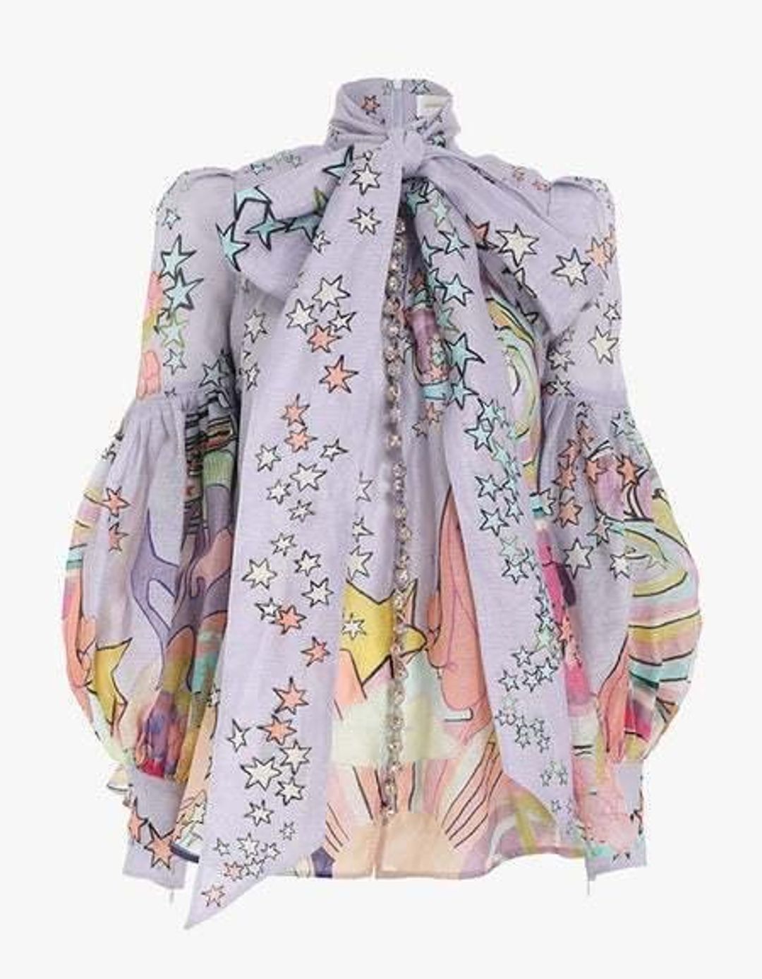 Zimmermann Concert Tie Neck Blouse Lilac Collage Size 1 / Au 10 for rent on The Volte - main image