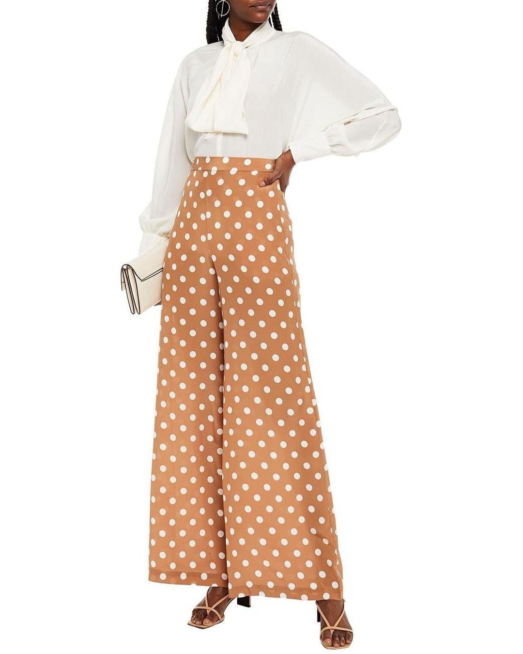 Zimmerman Silk Wide Leg Pants Brown Print Size 0 / AU 8 for rent on The Volte - main image