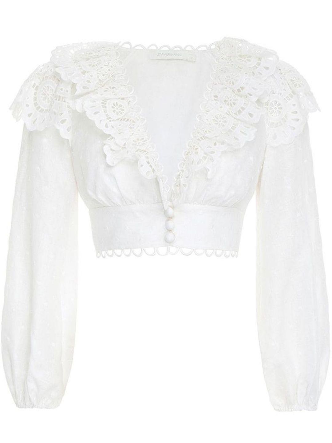 Zimmermann Bellitude Scallop Crop Top and Shorts Set Ivory Size 8 for rent on The Volte - main image