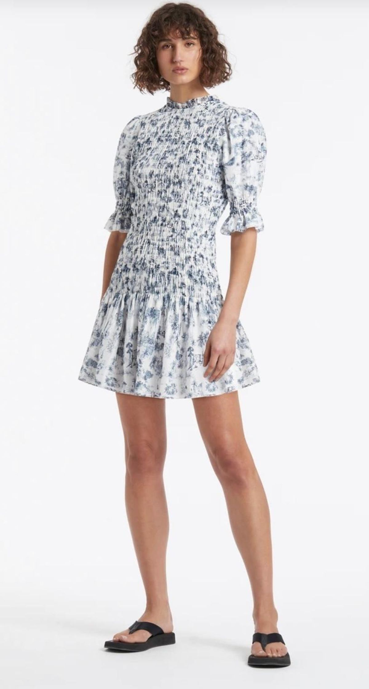 Sir The Label Dimitri Puff Sleve Mini Dress Blue Floral | AU 12 - Image 1