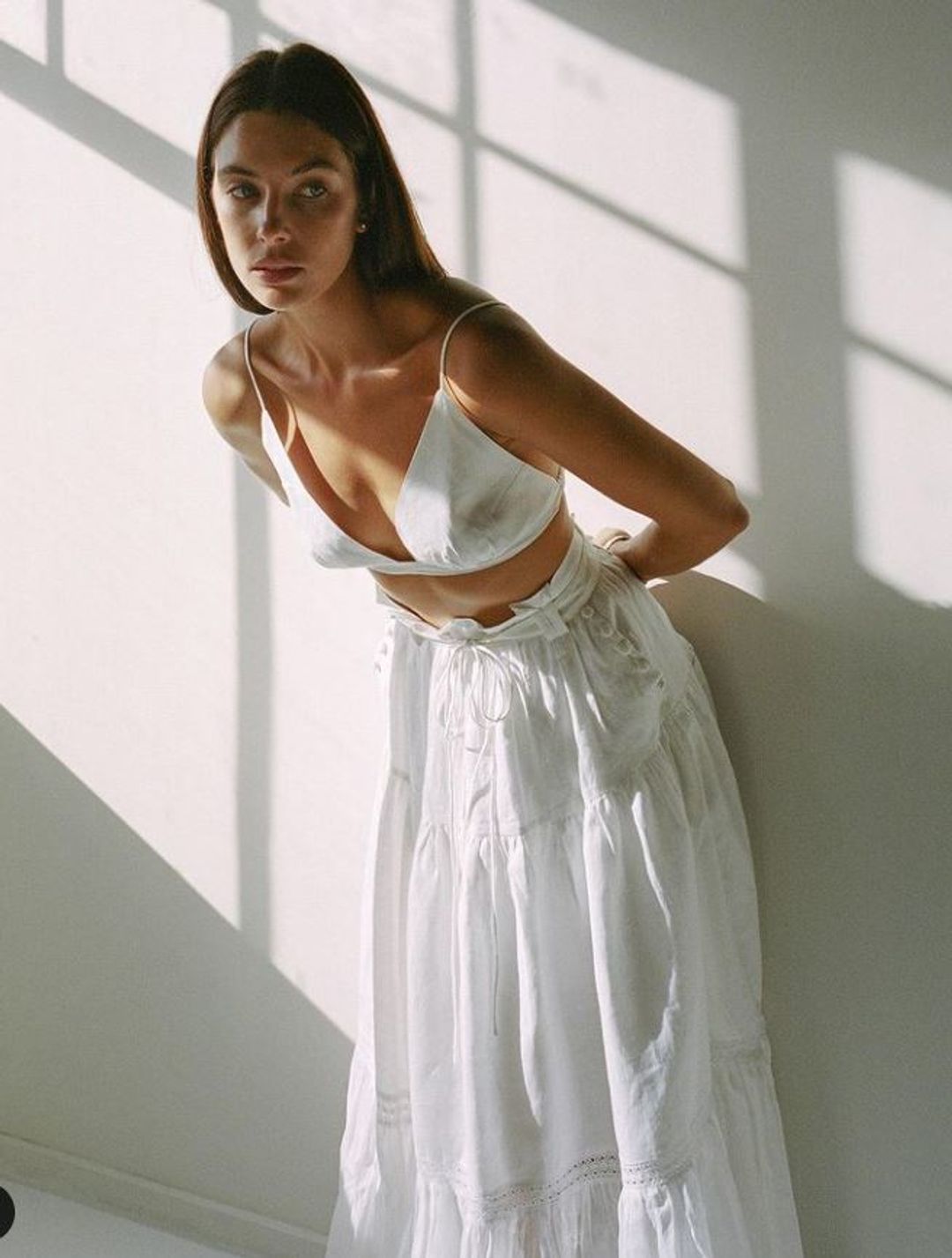 Joslin Linen Ramie Maxi Skirt & Oaklynn Linen Bralette Size 6  for rent on The Volte - main image