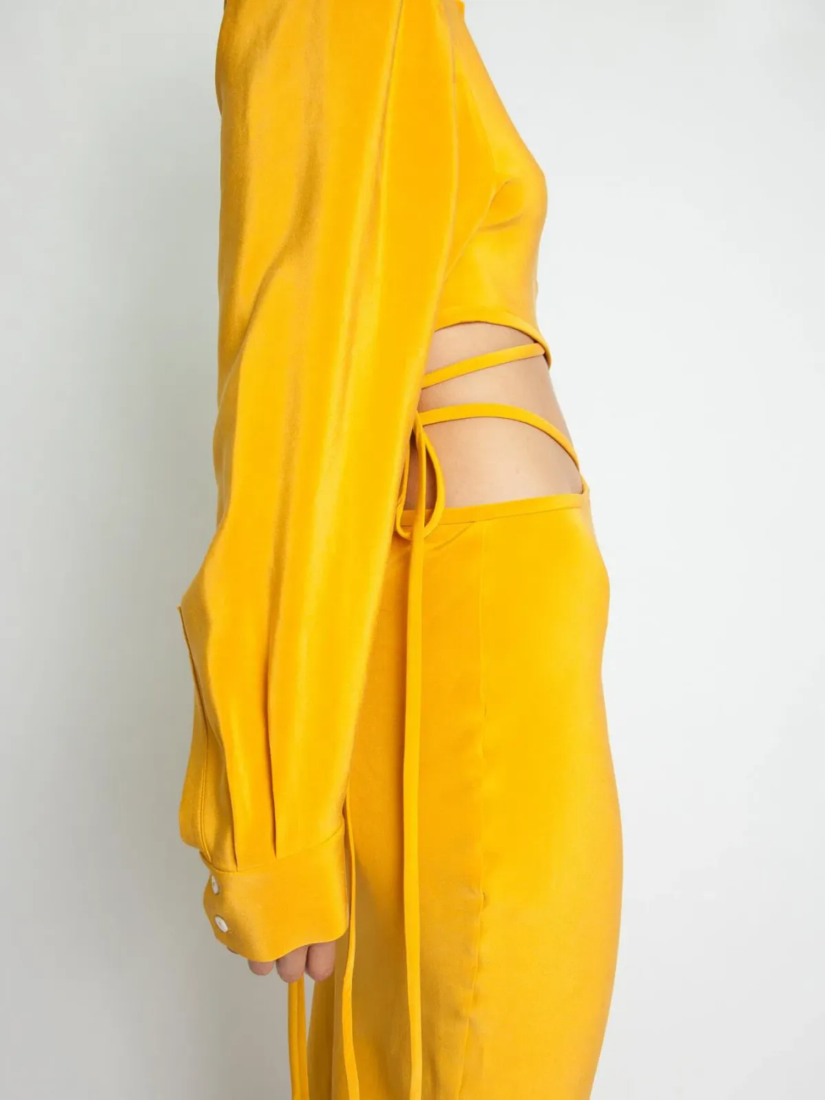 Christopher Esber Mango Loophole Bias Tie Skirt Yellow Size 10 - Image 3